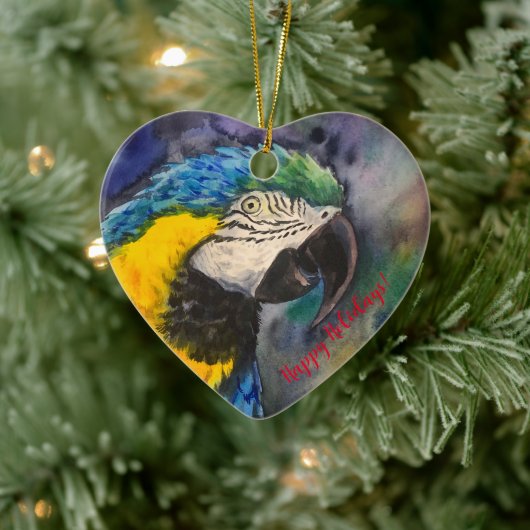 Blauer und gelber Schmuck Keramik Ornament (Baum)