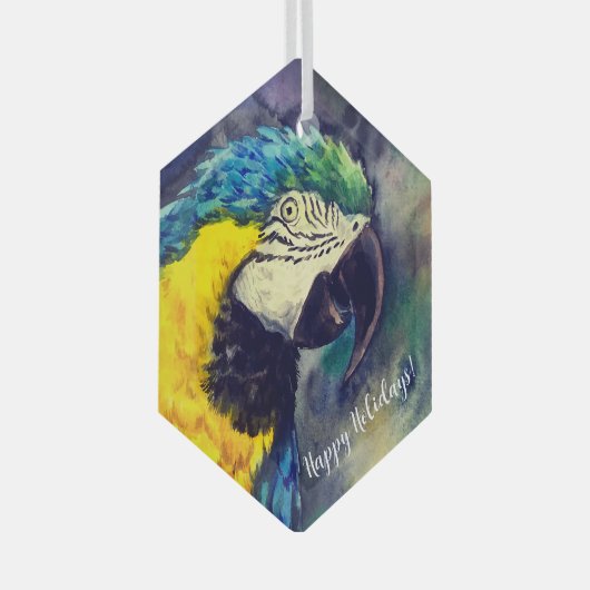 Blauer und gelber Schmuck Ornament Aus Glas (Vorderseite Rechts)