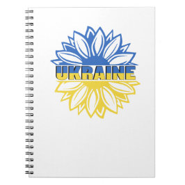 Blauer und gelber Sonnenblumen. Ukrainisch Notizblock