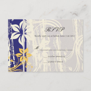 Blauer und gelber Swirl Hochzeitsrampe RSVP Karte