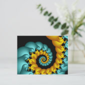 Blauer und gelber Swirl Postkarte (Stehend Vorderseite)