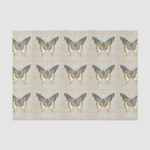 Blauer und gelber Vintager Art-Schmetterling Seidenpapier