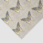 Blauer und gelber Vintager Art-Schmetterling Seidenpapier (Ausschnitt)