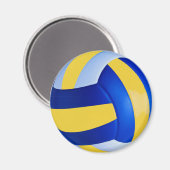 Blauer und Gelber Volleyball Magnet (Vorderseite/Rückseite)