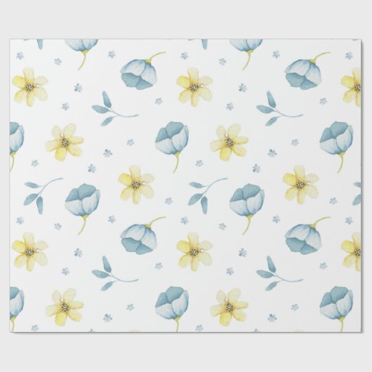 Blauer und gelber Wasserfarbenduschkopf Geschenkpapier (Flach)