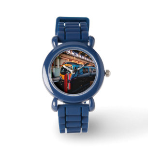 Blauer und Gelber Zug Armbanduhr