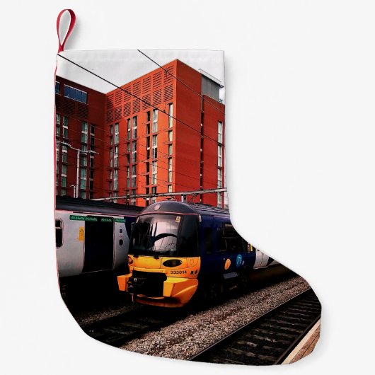 Blauer und gelber Zug Kleiner Weihnachtsstrumpf (Vorderseite)
