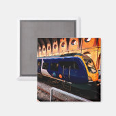 Blauer und gelber Zug Magnet (Vorderseite/Rückseite)