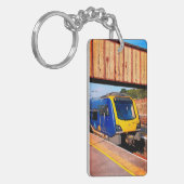 Blauer und gelber Zug Schlüsselanhänger (Vorderseite links)