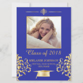 Blauer und Gold-Abschluss Einladung (Vorderseite)