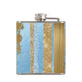 Blauer und Gold Extravaganter Mit Monogramm Kolben Flachmann (Rückseite)