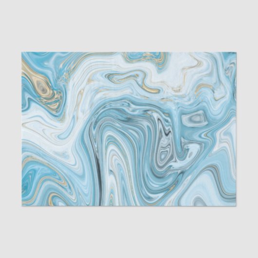 Blauer und Gold-Gatter-Muster 3 Seidenpapier (Vorderseite)