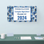 Blauer und Gold Graduation Cap Custom Party Banner (Messe)