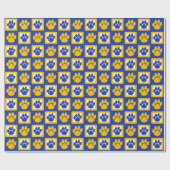 Blauer und Gold-Pawprint Geschenkpapier (Flach)