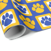 Blauer und Gold-Pawprint Geschenkpapier (Rolleneckpunkt)
