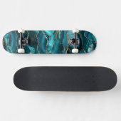 Blauer und Goldbarsch-Glitzer Skateboard (Horizontal)