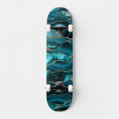 Blauer und Goldbarsch-Glitzer Skateboard (Vorderseite)