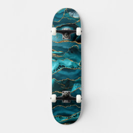 Blauer und Goldbarsch-Glitzer Skateboard