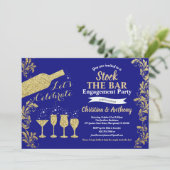 Blauer und Goldbestand der Bar Einladung (Stehend Vorderseite)