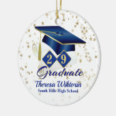 Blauer und goldene Graduate Keramik Ornament (Links)