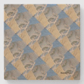 Blauer und goldene Stoffe Art Steinuntersetzer (Vorderseite)