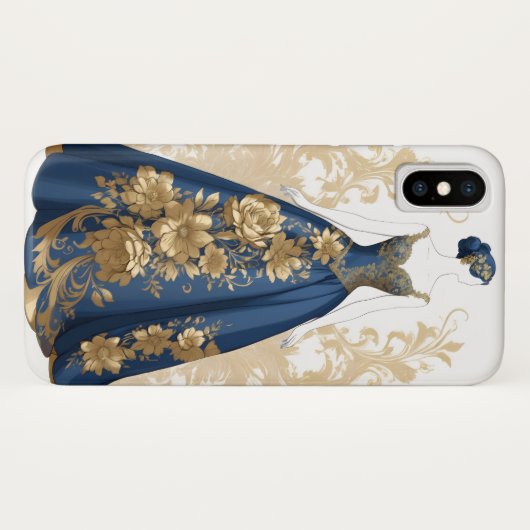 Blauer und goldener Ballsaal Case-Mate iPhone Hülle (Rückseite (Horizontal))