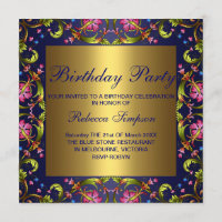 Blauer und goldener Blumengarten zum Geburtstag Ei