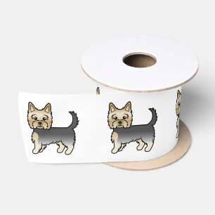 Blauer und goldener Cartoon-Hunde Yorkshire Terrie Satinband