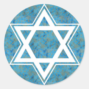 Blauer und goldener Davidstern jüdisches Symbol Runder Aufkleber