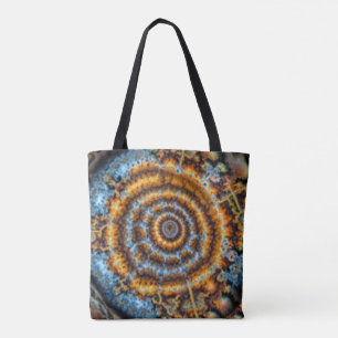 blauer und goldener fraktaler Wirbel Tasche