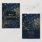 Blauer und goldener Funkellichter Glam Sparkle Gli Visitenkarte (Vorne/Hinten)