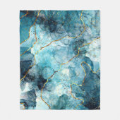 Blauer und goldener glänzender Marmor Fleecedecke (Vorderseite)