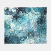 Blauer und goldener glänzender Marmor Fleecedecke (Vorderseite (Horizontal))