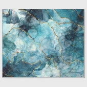 Blauer und goldener glänzender Marmor Geschenkpapier (Flach)