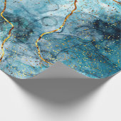 Blauer und goldener glänzender Marmor Geschenkpapier (Ecke)