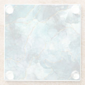 Blauer und goldener glänzender Marmor Glasuntersetzer (Rückseite)