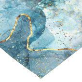 Blauer und goldener glänzender Marmor Kurzer Tischläufer (Ecke)