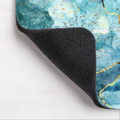 Blauer und goldener glänzender Marmor Mousepad (Ecke)