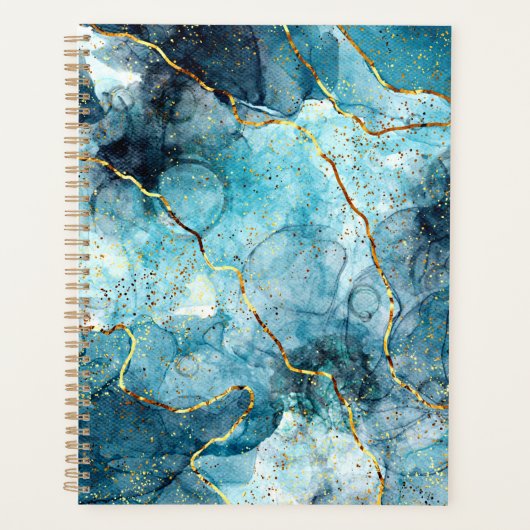 Blauer und goldener glänzender Marmor Planer (Vorderseite)