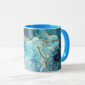 Blauer und goldener glänzender Marmor Tasse (VorderseiteRechts)