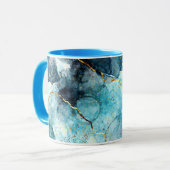 Blauer und goldener glänzender Marmor Tasse (Vorderseite Links)