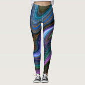 Blauer und goldener Glitzer-Marmor Leggings (Vorderseite)