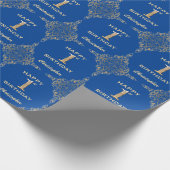 Blauer und goldener Glitzer Rahmen zum 1. Geburtst Geschenkpapier (Ecke)