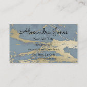 Blauer und goldener Glitzer und Marmor Visitenkarte (Rückseite)