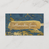 Blauer und goldener Glitzer und Marmor Visitenkarte (Vorderseite)