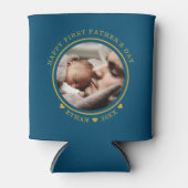 Blauer und goldener Glückwunsch Erster Vatertag Fo Dosenkühler (Vorderseite)