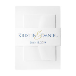 Blauer und goldener Hochzeitsband Einladungsbanderole