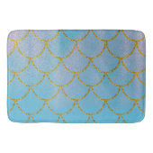 Blauer und goldener Iridescent Shimmer Meerjungfra Badematte (Vorderseite)