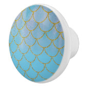 Blauer und goldener Iridescent Shimmer Meerjungfra Keramikknauf (Rechts)