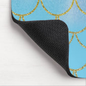 Blauer und goldener Iridescent Shimmer Meerjungfra Mousepad (Ecke)